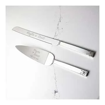 Vera Wang Bridal Love Knots Personalized Wedding Cake Knife and Server Set - Engraved Accessories fo...
