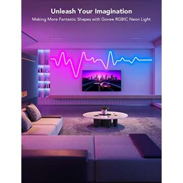 Govee 32.8ft Neon Rope Light, RGBIC Rope Lights with Music Sync, DIY Design, Works with Alexa, Googl...
