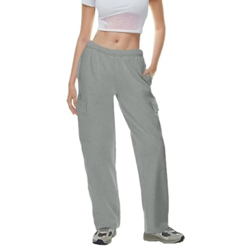 Stylish QIBABU Womens Fleece Cargo Sweatpants for Comfort