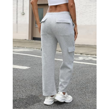 Stylish QIBABU Womens Fleece Cargo Sweatpants for Comfort