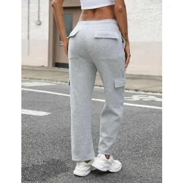 Stylish QIBABU Womens Fleece Cargo Sweatpants for Comfort