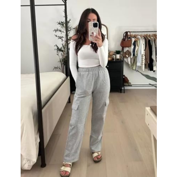 Stylish QIBABU Womens Fleece Cargo Sweatpants for Comfort