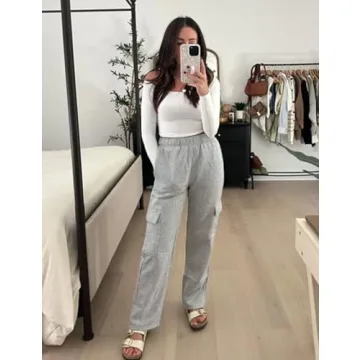 Stylish QIBABU Womens Fleece Cargo Sweatpants for Comfort