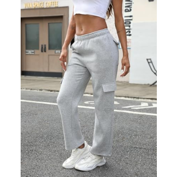 Stylish QIBABU Womens Fleece Cargo Sweatpants for Comfort