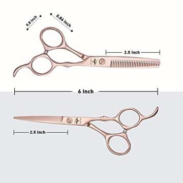 PURPLEBIRD Hair Cutting Scissors Thinning Shear Set Professional Barber 6 inch Texturizing Blending Shear Razor Edge Haircut Styling Kit for Men, Women, and Kids, Japanese Stainless Steel, Rose Gold