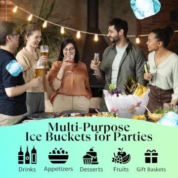 Large Ice Bucket for Parties, 8L Drink Bin, Clear Champagne Bucket, Mimosa Bar Supplies, Wine Bucket Chiller for Parties, Party Beverage Tub, Holds 2-4 Standard Sized Wine or Champagne bottles on ice.