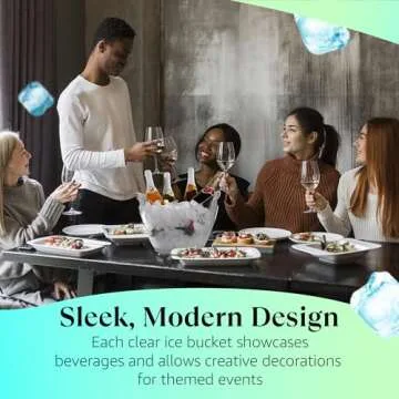 Large Ice Bucket for Parties, 8L Drink Bin, Clear Champagne Bucket, Mimosa Bar Supplies, Wine Bucket Chiller for Parties, Party Beverage Tub, Holds 2-4 Standard Sized Wine or Champagne bottles on ice.