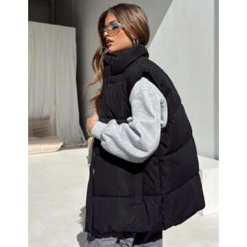 Zeagoo Puffer Vest Women Lightweight Stand Up Collar Sleeveless Jackets Zip Up Padded Warm Winter Co...