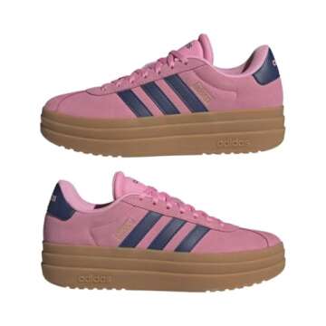 adidas Women's VL Court Bold Sneaker, Bliss Pink/Dark Blue/Gold Metallic, 8