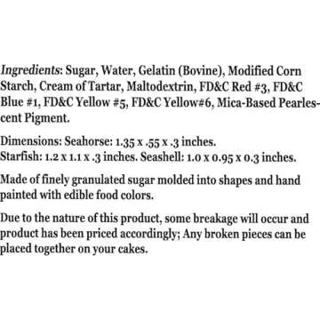 NCS Shimmering Pink, Purple, Teal Seahorses, Starfish & Shells Edible Sugar Cake Toppers - 12 Count