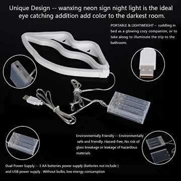 Neon Pink Lips LED Sign for Stylish Decor