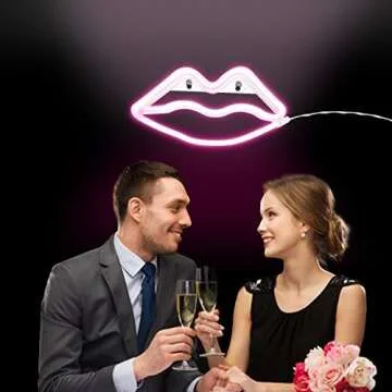 Neon Pink Lips LED Sign for Stylish Decor