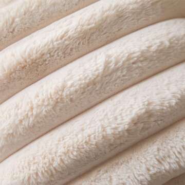 Joyouth Faux Fur Plush Throw Pillow Covers 12x20 Inch Set of 2 - Luxury Decorative Fuzzy Striped Soft Cozy Pillowcase for Couch, Sofa, Living Room - Beige