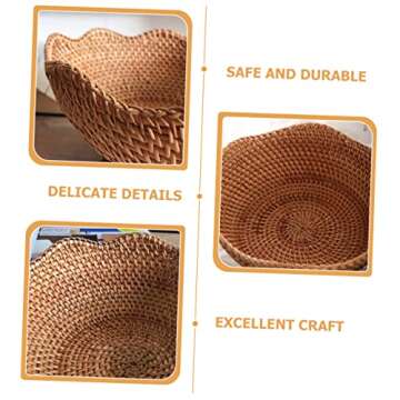 Alipis Rattan Fruit Plate Circle Tray Woven Tray Charolas Para Postres Baskets for Organizing Candy ...