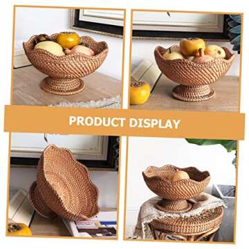 Alipis Rattan Fruit Plate Circle Tray Woven Tray Charolas Para Postres Baskets for Organizing Candy Plate Tabletop Storage Tray Key Bowl for Entryway Table Decorative Baskets for Storage