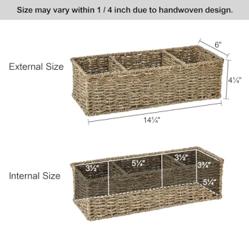 Sustainable Seagrass Toilet Basket Organizer - 3-Section Storage