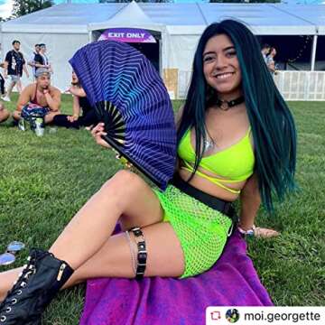 OMyTea Rave Clack Hand Fan for Men/Women - Large Chinese Japanese Bamboo Folding Handheld Fan - for ...