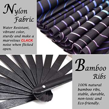 OMyTea Rave Clack Hand Fan for Men/Women - Large Chinese Japanese Bamboo Folding Handheld Fan - for EDM, Music Festival, Club, Event, Party, Dance, Performance, Decoration, Gift (Illusion Trippy)