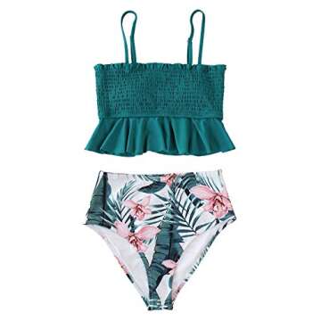 CUPSHE Women's High Waist Bikini Swimsuit Ruffle Two Piece Bathing Suit