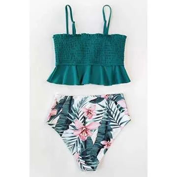 CUPSHE Women's High Waist Bikini Swimsuit Ruffle Two Piece Bathing Suit