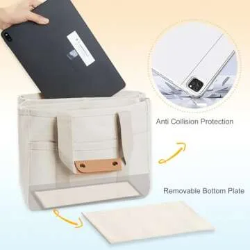 Qurlon Multi Pocket Tote Bag for Women CanvasBag with Handle Mommy Bag Large Cpacity Purse Reusable Handbag (White)