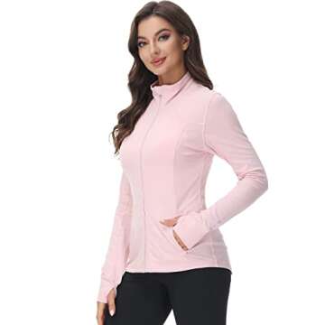 Stylish COZZIPLUS Zip Up Athletic Jacket for Women