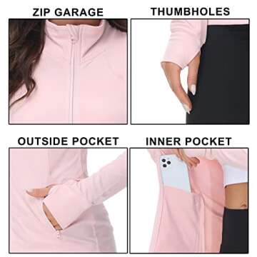 Stylish COZZIPLUS Zip Up Athletic Jacket for Women
