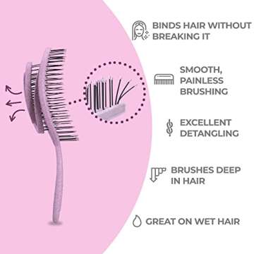 Ninabella Organic Detangling Hair Brush for Women, Men & Children - Does not Pull on Hair - Hair Str...