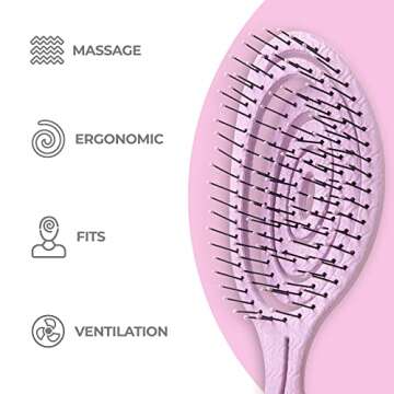 Ninabella Organic Detangling Hair Brush for Women, Men & Children - Does not Pull on Hair - Hair Straightening Brushes for Straight, Curly & Wet Hair - Unique Spiral Hairbrush