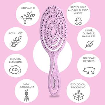 Ninabella Organic Detangling Hair Brush for Women, Men & Children - Does not Pull on Hair - Hair Straightening Brushes for Straight, Curly & Wet Hair - Unique Spiral Hairbrush