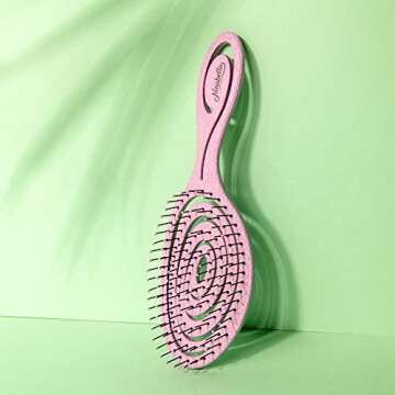 Ninabella Organic Detangling Hair Brush for Women, Men & Children - Does not Pull on Hair - Hair Straightening Brushes for Straight, Curly & Wet Hair - Unique Spiral Hairbrush