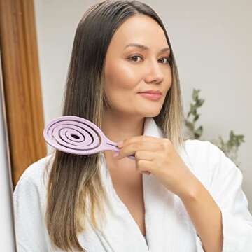 Ninabella Organic Detangling Hair Brush for Women, Men & Children - Does not Pull on Hair - Hair Straightening Brushes for Straight, Curly & Wet Hair - Unique Spiral Hairbrush