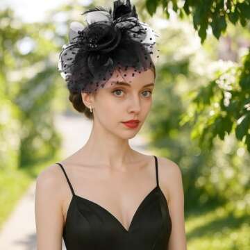 Litter Star Women Fascinators Hat Elegant Mesh Feather Headband