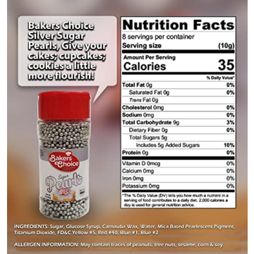 Baker's Choice Edible Pearls - Metallic Silver Sugar Sprinkles