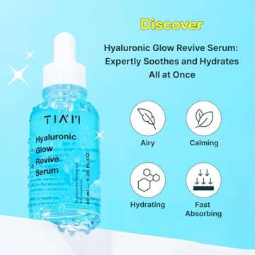 TIAM Hyaluronic Glow Revive Serum, Lightweight & Non-Sticky Hydrating Face Serum for Dry, Dehydrated...