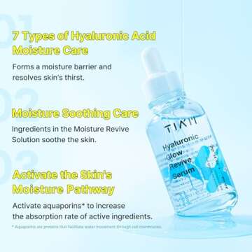 TIAM Hyaluronic Glow Revive Serum, Lightweight & Non-Sticky Hydrating Face Serum for Dry, Dehydrated, Oily Skin, 1.35 FL.OZ.