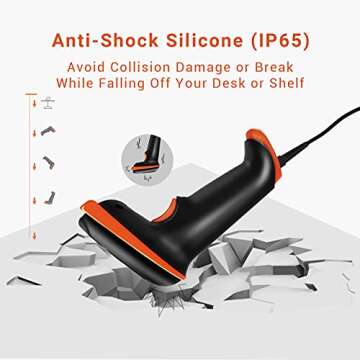 Tera 2D Barcode Scanner with Stand Wired USB 2.0 Handheld Read 2D QR Code Scanner Data PDF417 Matrix...