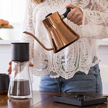 Stagg EKG Electric Pour-Over Kettle For Coffee And Tea, Polished Copper, Variable Temperature Contro...