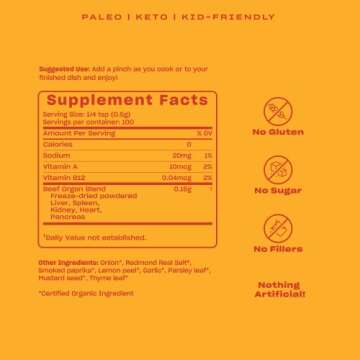 Pluck All-Purpose Organ Meat Blend Seasoning | From Grass-Fed & Grass-Finished Pastured Beef Organs with Redmond Real Sea Salt | 30-Day Supply