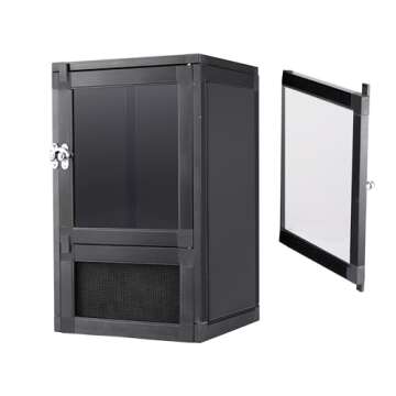 Toxirium 8" x 8" x 12" Small Reptile Cage Hatching Habitat, Screen & Acrylic Doors, Ventilated Terra...