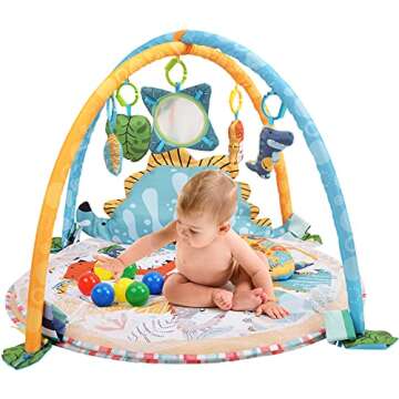 BATTOP Baby Play Mat Activity Gym with Ball Pit,4-in-1 Tummy Time Mat for Baby to Toddler,with Senso...