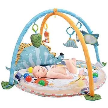 BATTOP Baby Play Mat Activity Gym with Ball Pit,4-in-1 Tummy Time Mat for Baby to Toddler,with Sensory Toys,Mirror,Head Rest,Cognitive Development Baby Play Center for Newborns,Infants