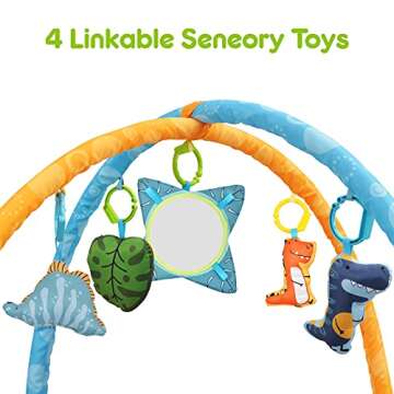 BATTOP Baby Play Mat Activity Gym with Ball Pit,4-in-1 Tummy Time Mat for Baby to Toddler,with Sensory Toys,Mirror,Head Rest,Cognitive Development Baby Play Center for Newborns,Infants