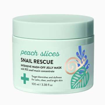 Peach Slices Snail Rescue Bundle | Blemish Busting Toner, Oil-Free Moisturizer & Wash-Off Mask | 95% Snail Mucin Concentrate | All Skin Types