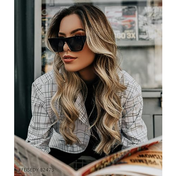 FEISEDY Vintage Square Cat Eye Sunglasses Women Trendy Cateye Sunglasses B2473