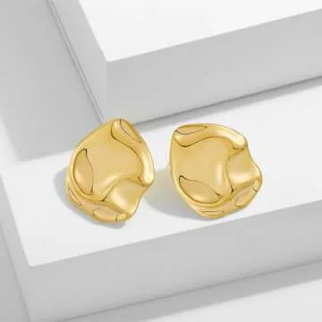 Elegant Gold Hammered Stud Earrings for Women