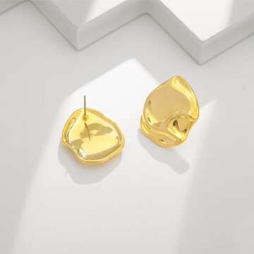 Elegant Gold Hammered Stud Earrings for Women