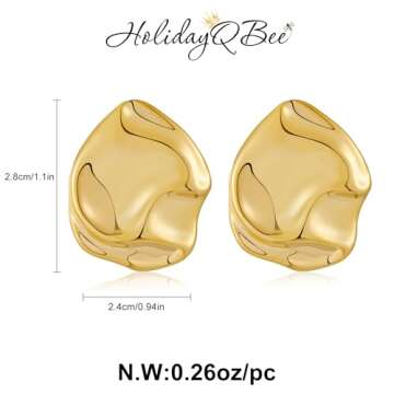 Elegant Gold Hammered Stud Earrings for Women