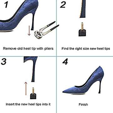 High Heel Replacement Tips,60PCS/30 Pairs (5 Different Size) High Heel Shoe Stiletto Repair Heel Cap...