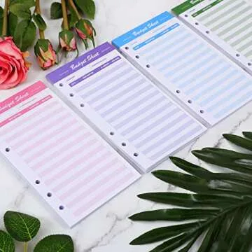 SKYDUE 60pcs Expense Tracker Budget Sheets for A6 Budget Binder,6-Holes Tracking Budget Sheets for Budget Planner